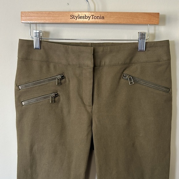 Veronica Beard ADELAIDE ZIPPER POCKET SKINNY STRAIGHT LEG PANTS ARMY GREEN Sz 8 - Picture 4 of 14